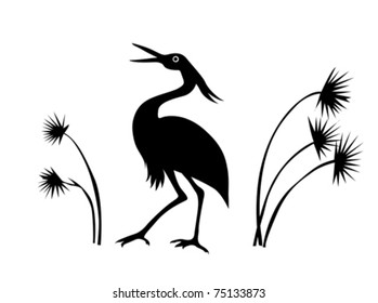 vector silhouette crane on white background