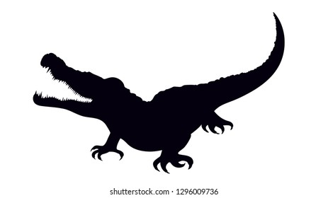 Vector silhouette of crocodile on white background.