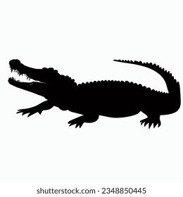 Vector Silhouette of Crocodile,alligator, Stealthy Crocodile Illustration for Nature and Wildlife Designs