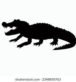 Vector Silhouette of Crocodile,alligator, Stealthy Crocodile Illustration for Nature and Wildlife Designs