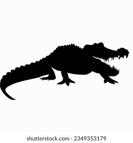 Vector Silhouette of Crocodile,alligator, Stealthy Crocodile Illustration for Nature and Wildlife Designs