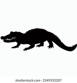 Vector Silhouette of Crocodile,alligator, Stealthy Crocodile Illustration for Nature and Wildlife Designs