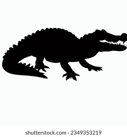 Vector Silhouette of Crocodile,alligator, Stealthy Crocodile Illustration for Nature and Wildlife Designs