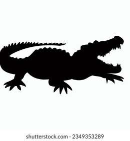 Vector Silhouette of Crocodile,alligator, Stealthy Crocodile Illustration for Nature and Wildlife Designs