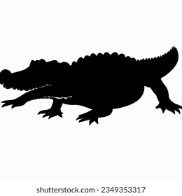 Vector Silhouette of Crocodile,alligator, Stealthy Crocodile Illustration for Nature and Wildlife Designs