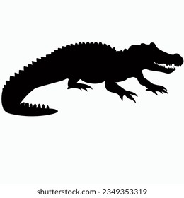 Vector Silhouette of Crocodile,alligator, Stealthy Crocodile Illustration for Nature and Wildlife Designs