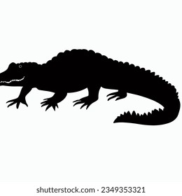 Vector Silhouette of Crocodile,alligator, Stealthy Crocodile Illustration for Nature and Wildlife Designs