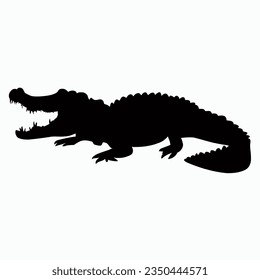 Vector Silhouette of Crocodile,alligator, Stealthy Crocodile Illustration for Nature and Wildlife Designs