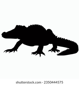 Vector Silhouette of Crocodile,alligator, Stealthy Crocodile Illustration for Nature and Wildlife Designs