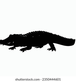 Vector Silhouette of Crocodile,alligator, Stealthy Crocodile Illustration for Nature and Wildlife Designs