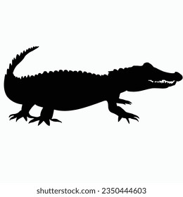 Vector Silhouette of Crocodile,alligator, Stealthy Crocodile Illustration for Nature and Wildlife Designs