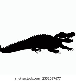 Vector Silhouette of Crocodile,alligator, Stealthy Crocodile Illustration for Nature and Wildlife Designs