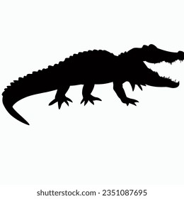 Vector Silhouette of Crocodile,alligator, Stealthy Crocodile Illustration for Nature and Wildlife Designs