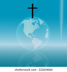 Vector silhouette of the cross on the globe.