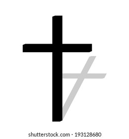 Vector silhouette of cross on a white background.