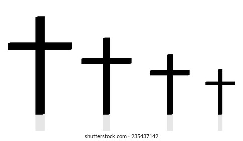 Vector silhouette of a cross on a white background.