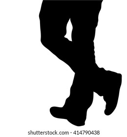 Vector silhouette of crossed legs of business man in pants and shoes