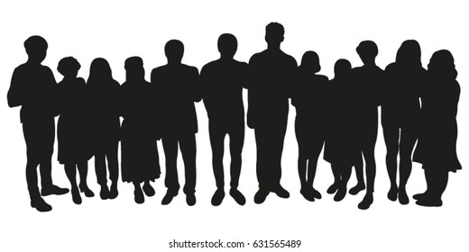Vector Silhouette of Crowd of People
