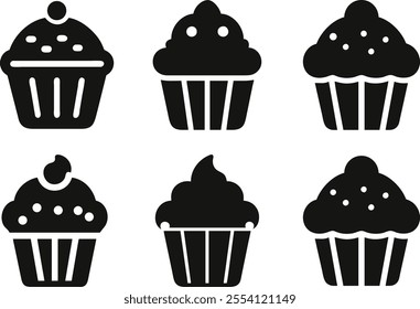 A vector silhouette Cupcake set