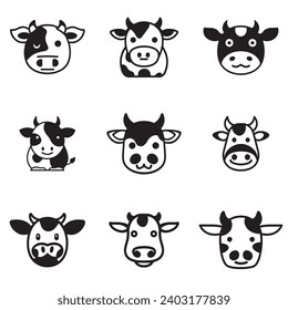 Vector Silhouette of Cute Cow