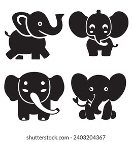 Silueta vectorial de elefante lindo