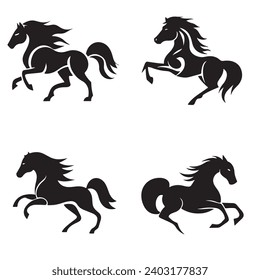 Vector Silhouette of Cute Horse