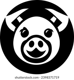 Vector silhouette of Cute Pig