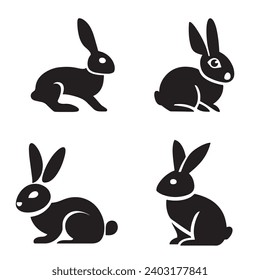Vector Silhouette of Cute Rabbit