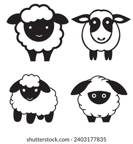 Vector Silhouette of Cute Sheep