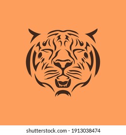 Vector Silhouette Of Cute Tiger Head