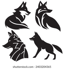 Vector Silhouette of Cute Wolf