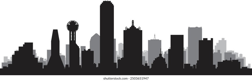 Vector silhouette of Dallas prepared and cleaned