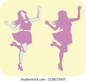 vector silhouette dance girl pose