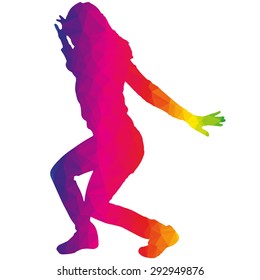 Vector silhouette dancers of low poly style.