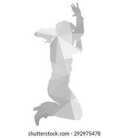 Vector silhouette dancers of low poly style.