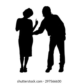 Vector silhouette of a dancing couple on a white background.