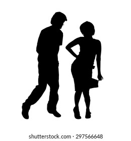 Vector silhouette of a dancing couple on a white background.