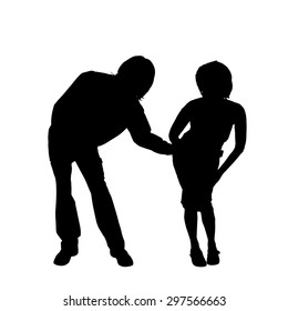 Vector silhouette of a dancing couple on a white background.