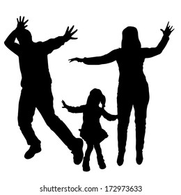 Vector silhouette dancing and entertainers with people.