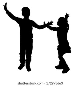 Vector silhouette dancing and entertainers with people.