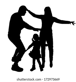 Vector silhouette dancing and entertainers with people.