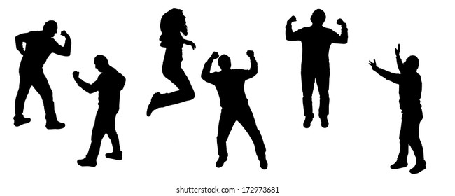 Vector silhouette dancing and entertainers with people.