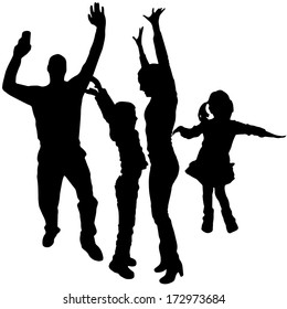 Vector silhouette dancing and entertainers with people.