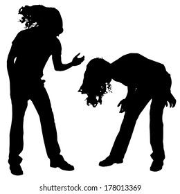 Vector silhouette dancing and entertainers with people.