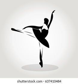 vector silhouette of a dancing girl, ballet, girl practicing dance, dance studio