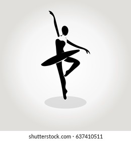 vector silhouette of a dancing girl, ballet, girl practicing dance, dance studio