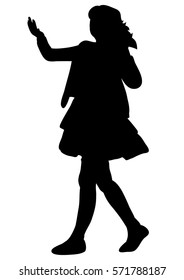 vector silhouette dancing girl, disco