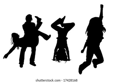 vector silhouette dancing girl isolated on white background