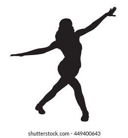 vector  silhouette of a dancing girl, isolated