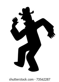 vector silhouette dancing men on white background